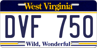 WV license plate DVF750