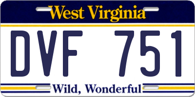 WV license plate DVF751