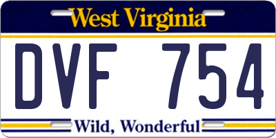 WV license plate DVF754