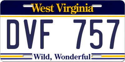 WV license plate DVF757