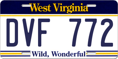 WV license plate DVF772