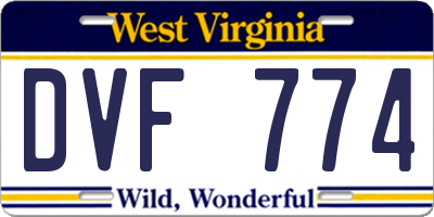 WV license plate DVF774