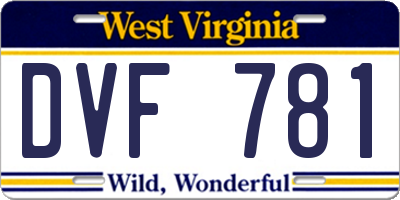 WV license plate DVF781