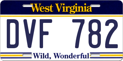 WV license plate DVF782