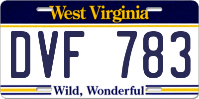 WV license plate DVF783