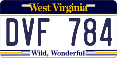 WV license plate DVF784