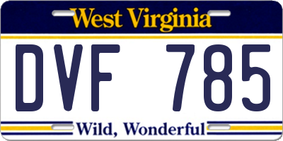 WV license plate DVF785