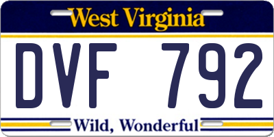 WV license plate DVF792