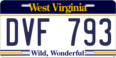 WV license plate DVF793