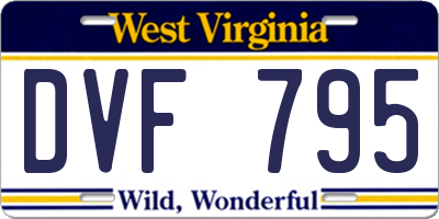 WV license plate DVF795