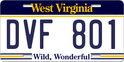 WV license plate DVF801