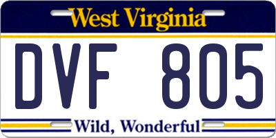 WV license plate DVF805