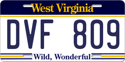 WV license plate DVF809