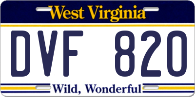 WV license plate DVF820