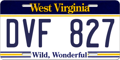 WV license plate DVF827