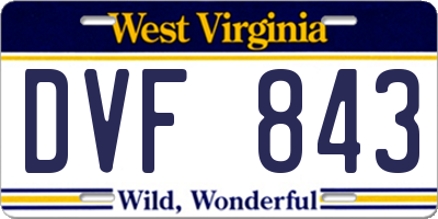 WV license plate DVF843