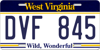 WV license plate DVF845