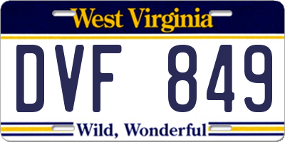WV license plate DVF849