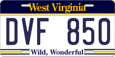 WV license plate DVF850