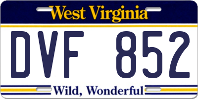 WV license plate DVF852