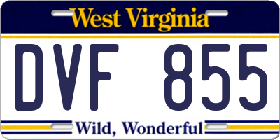 WV license plate DVF855