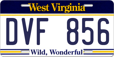 WV license plate DVF856
