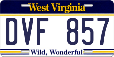 WV license plate DVF857