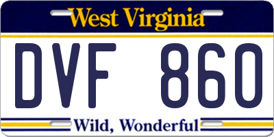 WV license plate DVF860