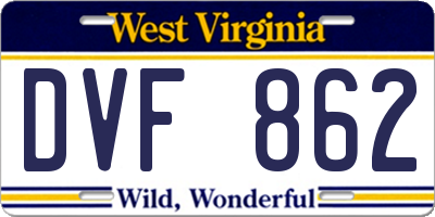 WV license plate DVF862