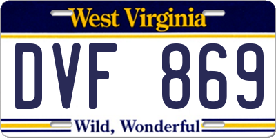 WV license plate DVF869