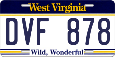 WV license plate DVF878