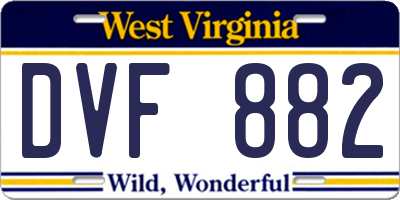 WV license plate DVF882