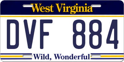 WV license plate DVF884
