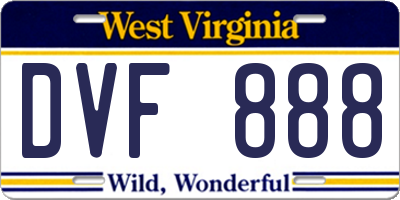 WV license plate DVF888