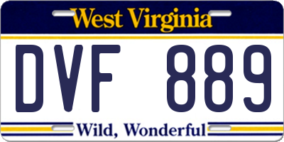WV license plate DVF889