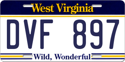 WV license plate DVF897