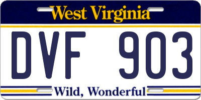 WV license plate DVF903