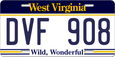 WV license plate DVF908