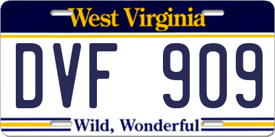 WV license plate DVF909