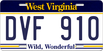 WV license plate DVF910