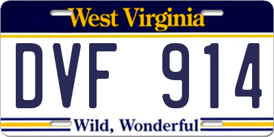 WV license plate DVF914
