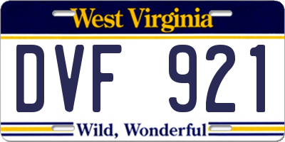 WV license plate DVF921