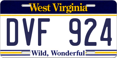 WV license plate DVF924