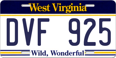 WV license plate DVF925