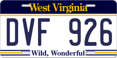 WV license plate DVF926