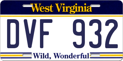 WV license plate DVF932