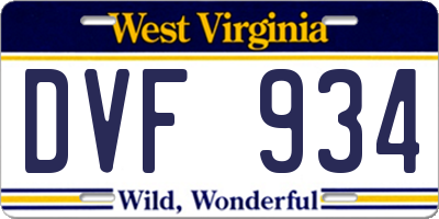 WV license plate DVF934