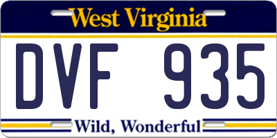 WV license plate DVF935