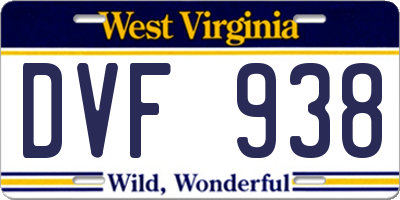 WV license plate DVF938
