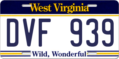 WV license plate DVF939